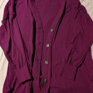 torrid Plum Button-Front Long Sleeve Cardigan
